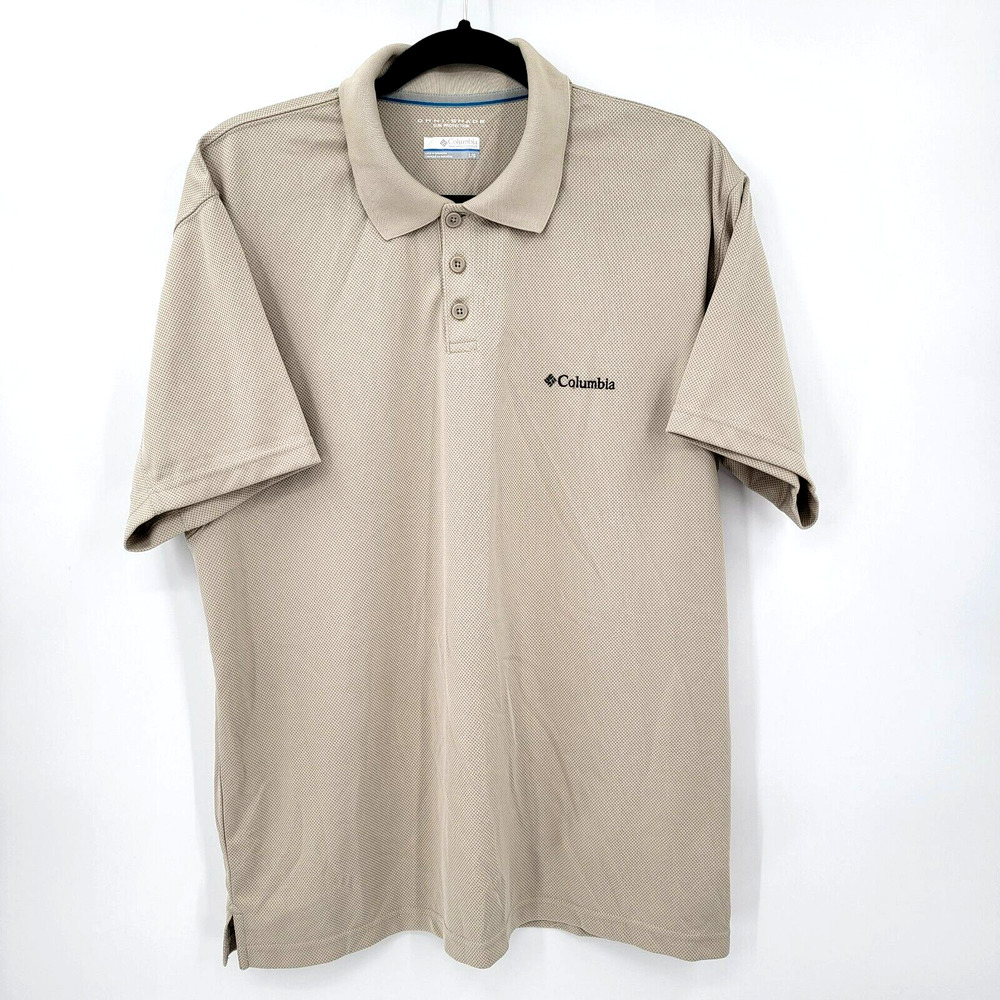 Columbia Men's Large Omni Shade Sun Protection Polo Golf Shirt Tan